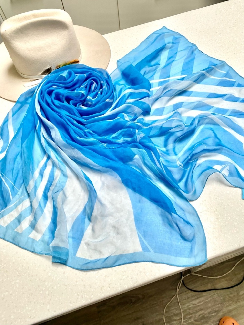 Stunning SILK boho scarf /wrap w resort vacay beach ocean vibe